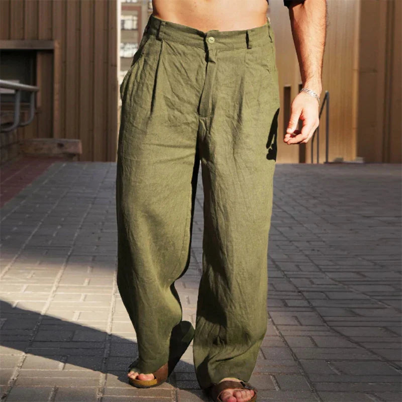 Alden Classic Linen Trousers | Green / S | Toronty Ottawa