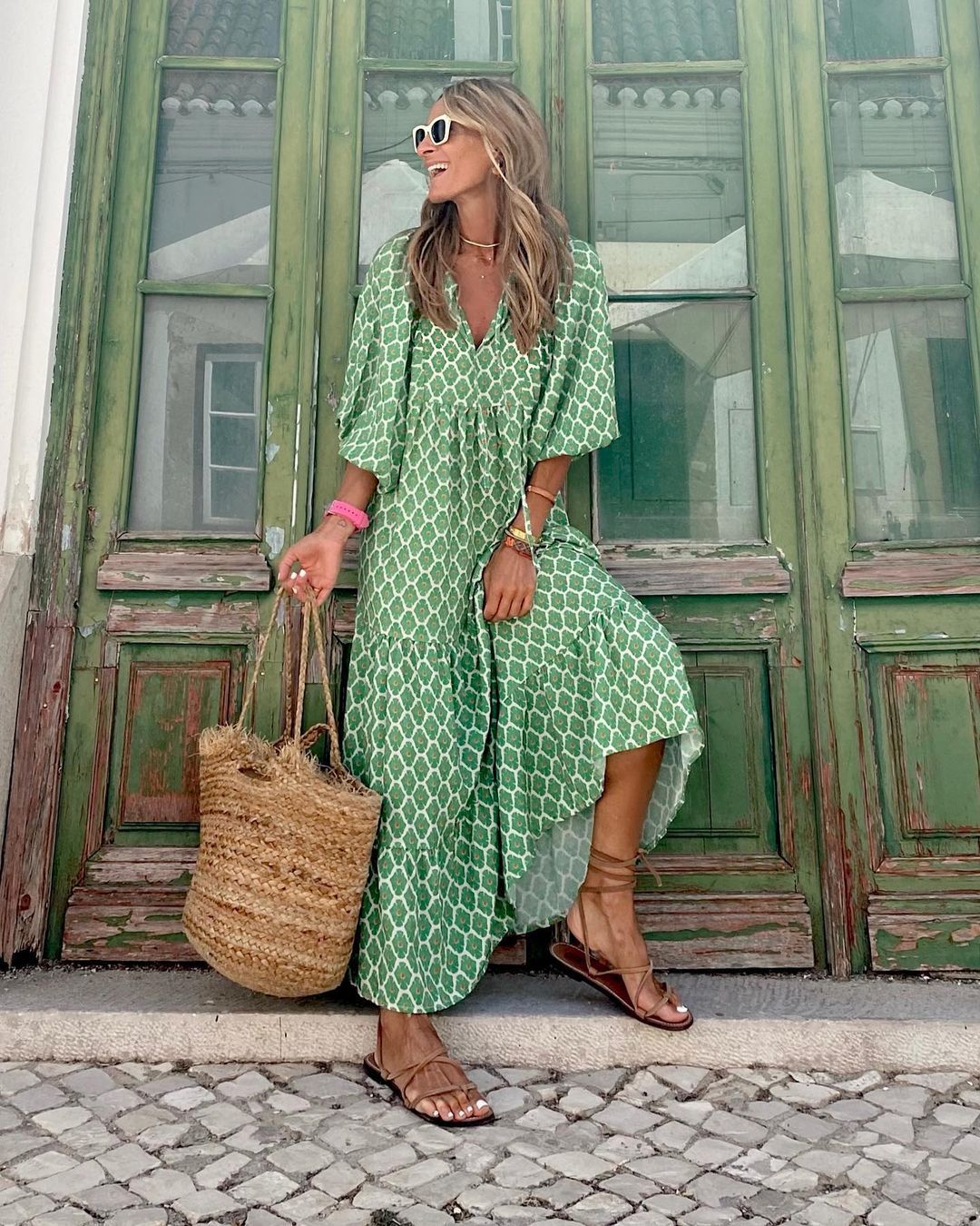 Tess – Joyful Floral Dress | Grass Green / S | Toronty Ottawa