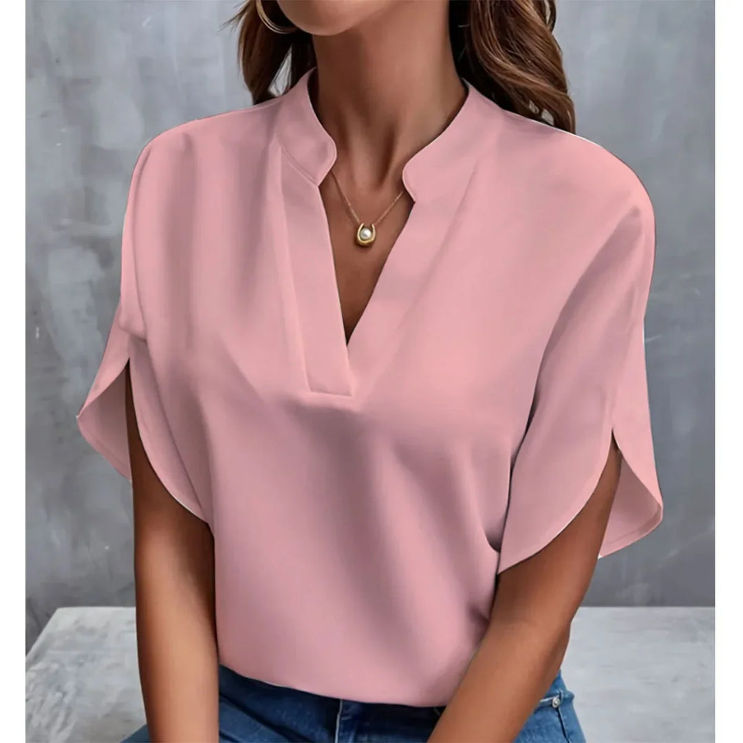 Aveline™ | Notch Neck Flutter Sleeve Blouse | Rose / S | Toronty Ottawa
