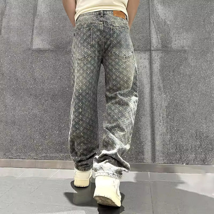 Gravion™ | Jacquard Motif Relaxed Denim Jeans | Blue / XS | Toronty Ottawa