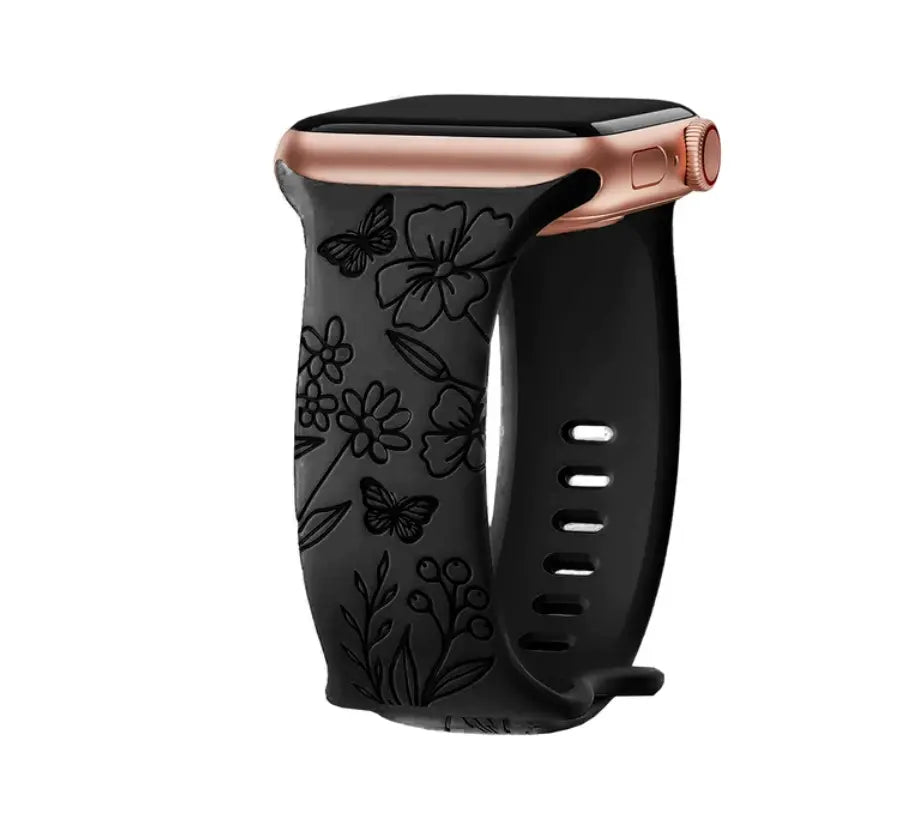 NoirBlossom™ | Black Floral | 38/40/41 / Fits Every Wrist | Toronty Ottawa