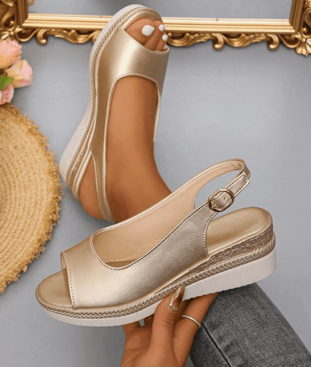 Solevera™ | Women’s Orthopedic Espadrille Sandals | Gold / 5 | Toronty Ottawa