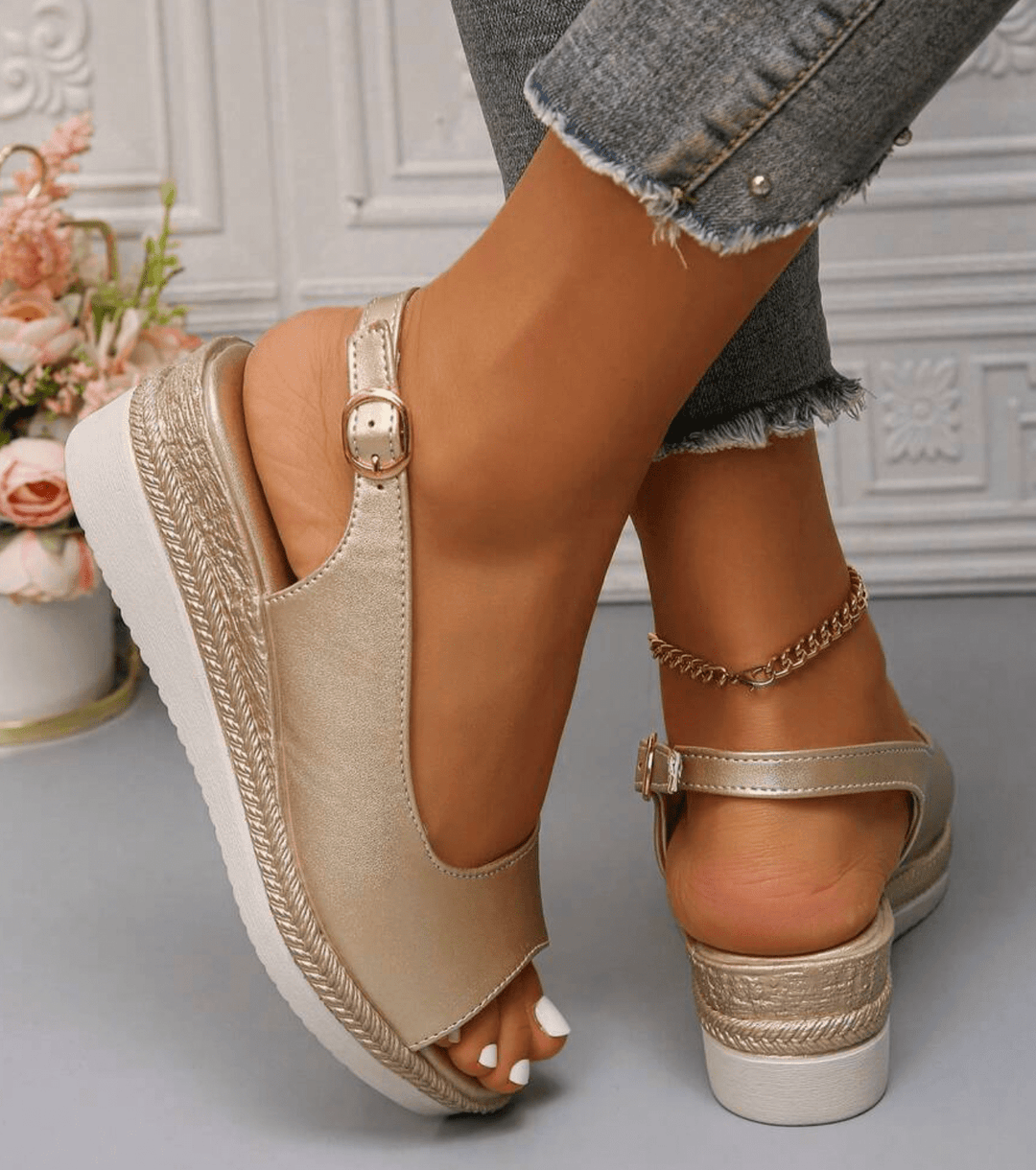 Solevera™ | Women’s Orthopedic Espadrille Sandals | Gold / 5 | Toronty Ottawa