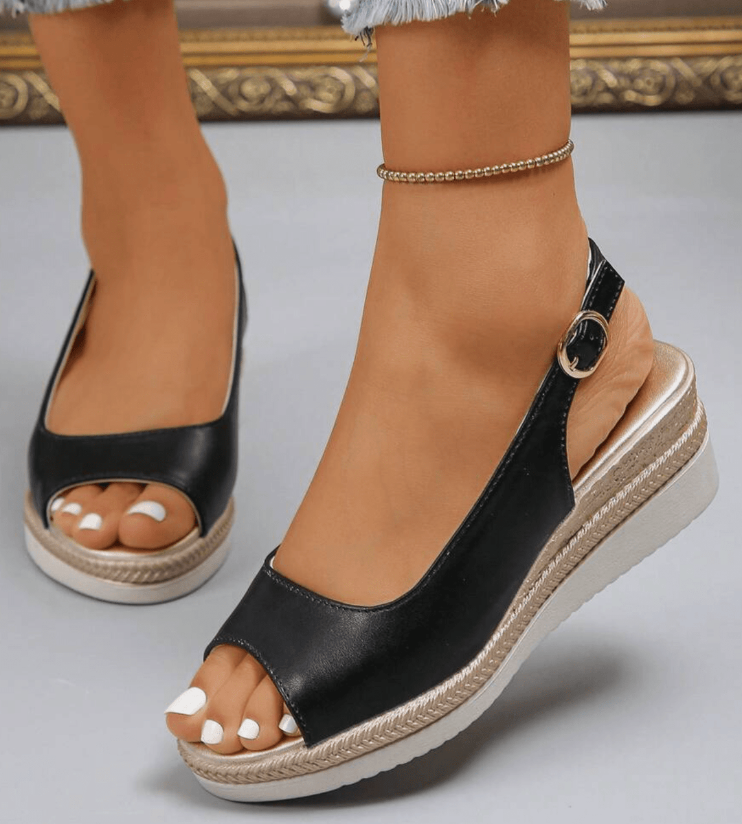 Solevera™ | Women’s Orthopedic Espadrille Sandals | Black / 5 | Toronty Ottawa