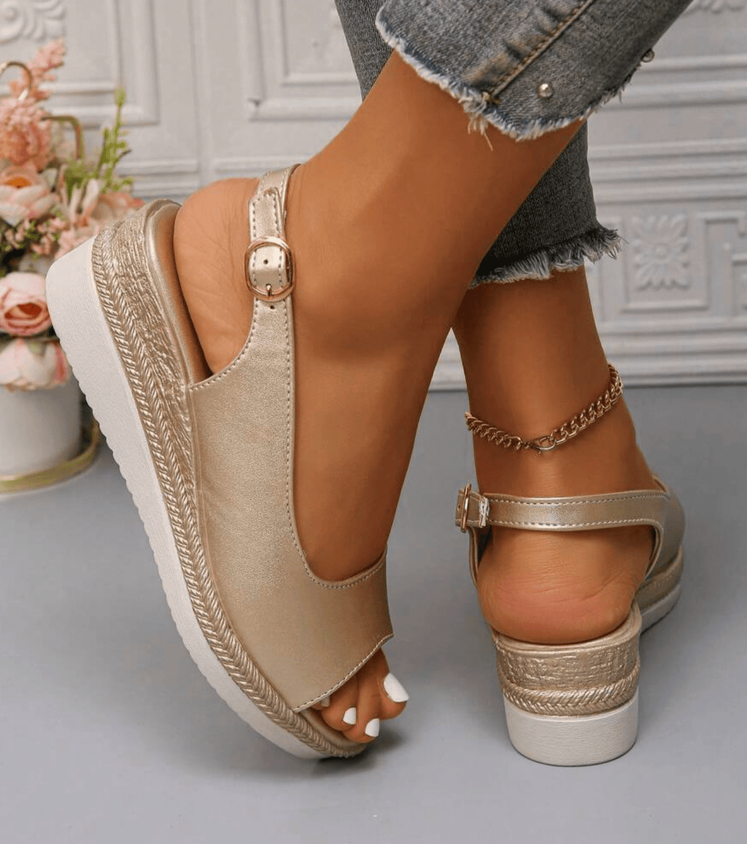 Solevera™ | Women’s Orthopedic Espadrille Sandals | Gold / 5 | Toronty Ottawa