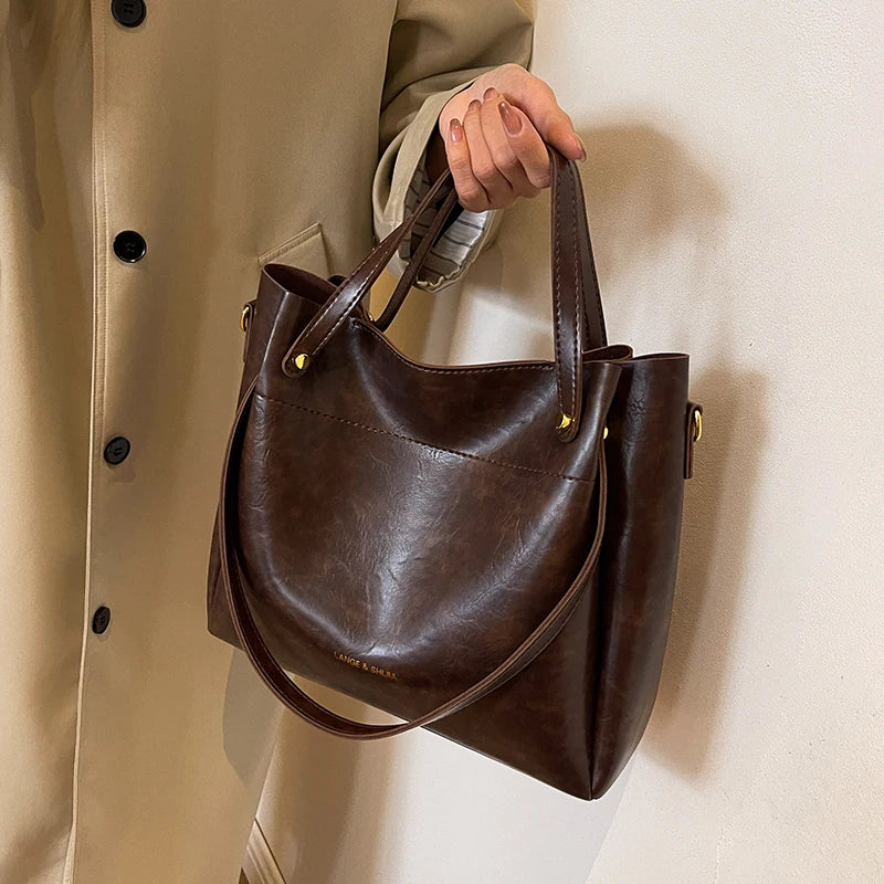 Lange® | Elegant bag with Double handles | Brown | Toronty Ottawa