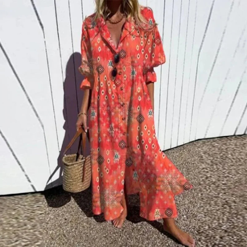 Charlotte - Graceful Floral Dress | Red / S | Toronty Ottawa