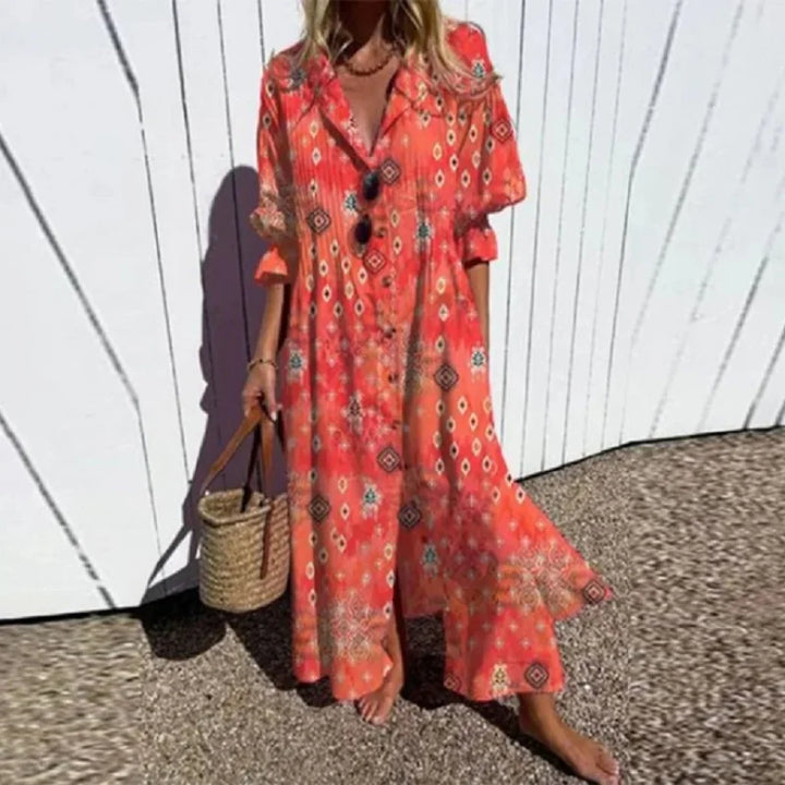 Charlotte - Graceful Floral Dress | Red / S | Toronty Ottawa