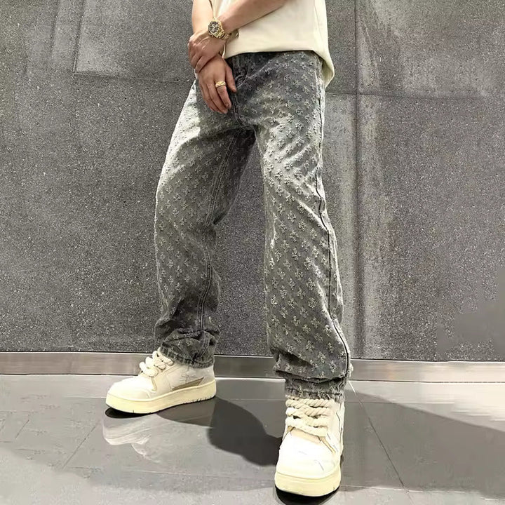 Gravion™ | Jacquard Motif Relaxed Denim Jeans | Blue / XS | Toronty Ottawa