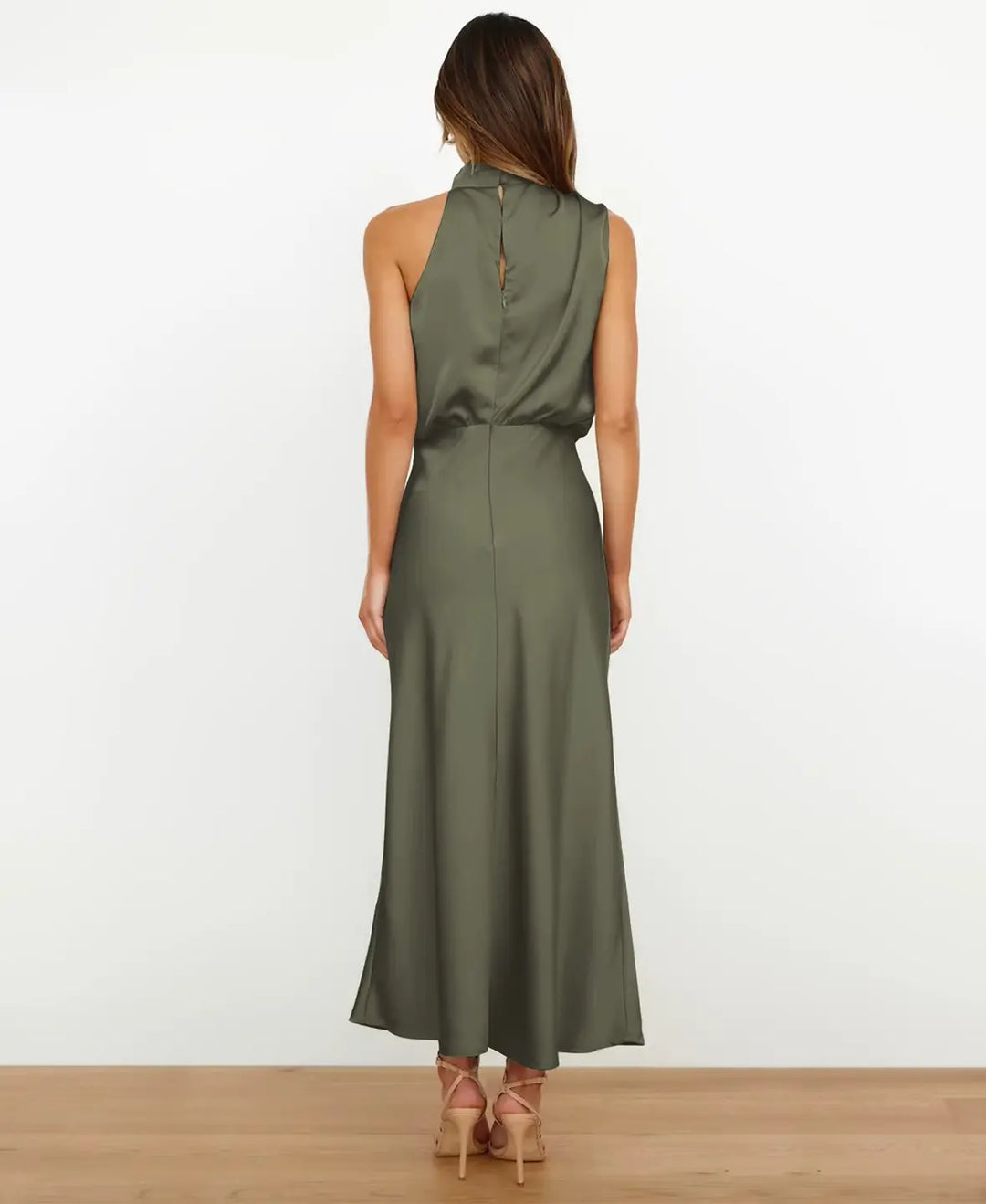 Nadine – Halter Neck Midi Dress | Apricot / S | Toronty Ottawa