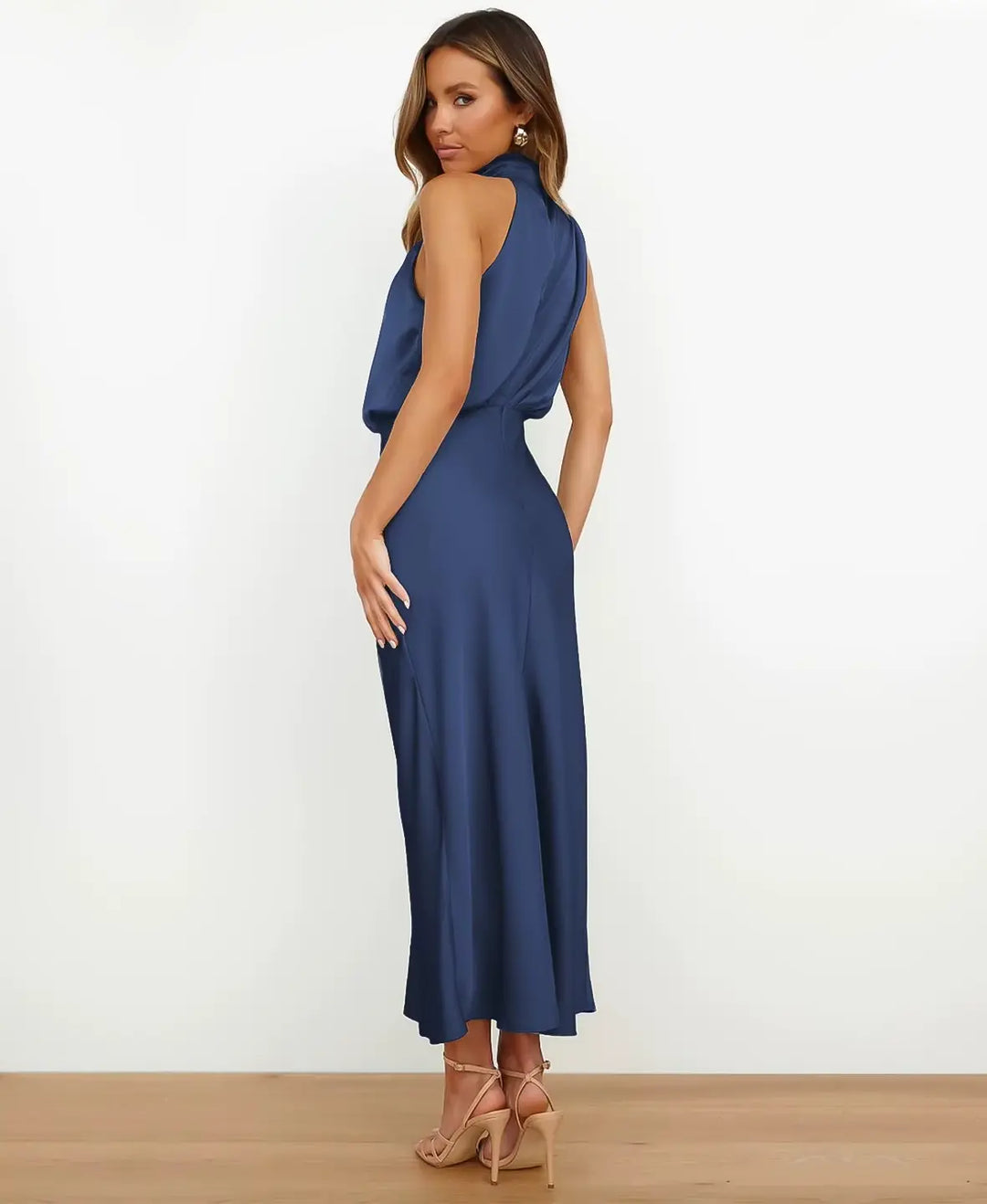 Nadine – Halter Neck Midi Dress | Apricot / S | Toronty Ottawa