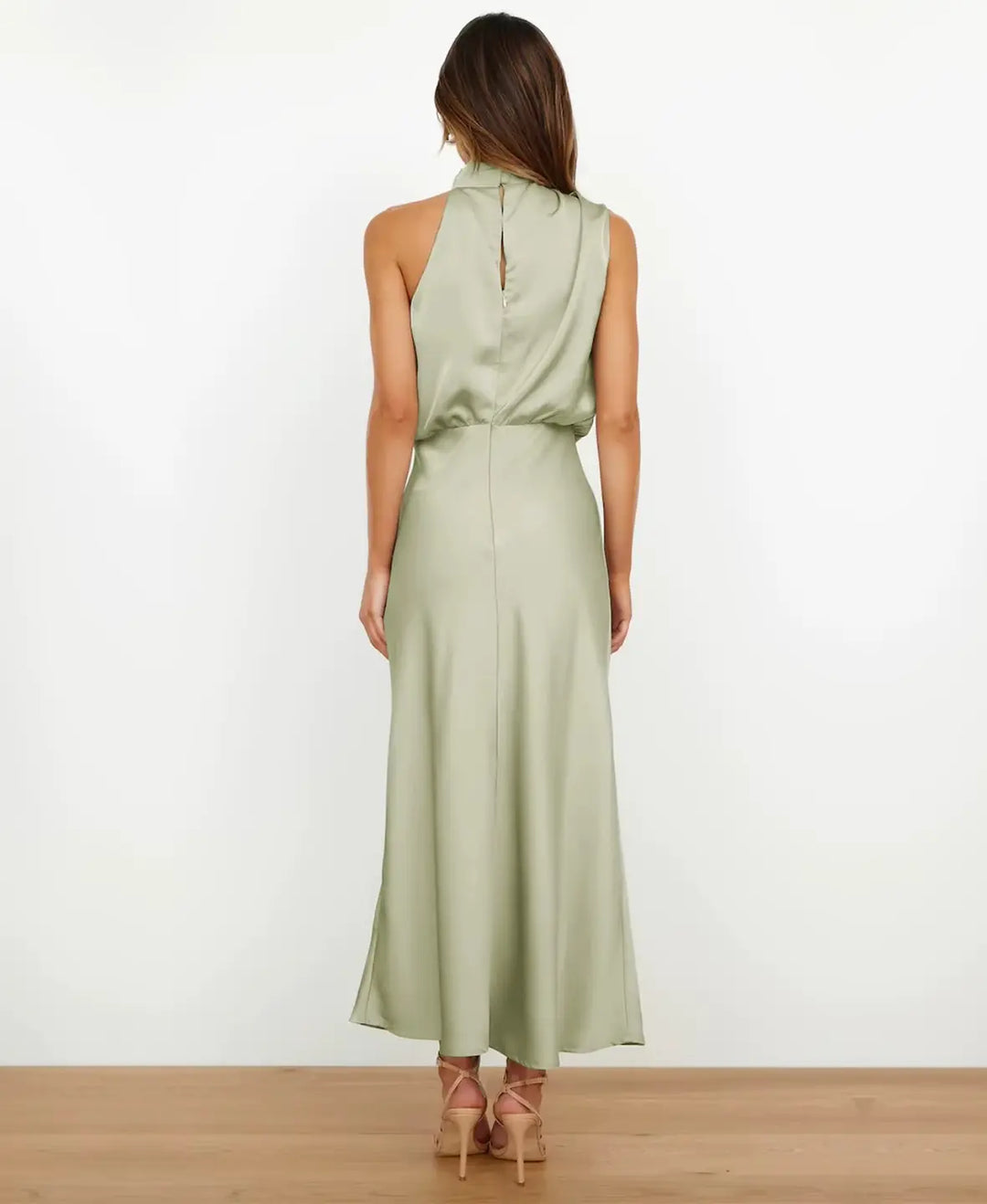 Nadine – Halter Neck Midi Dress | Apricot / S | Toronty Ottawa
