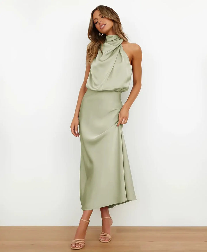 Nadine – Halter Neck Midi Dress | Light Green / S | Toronty Ottawa