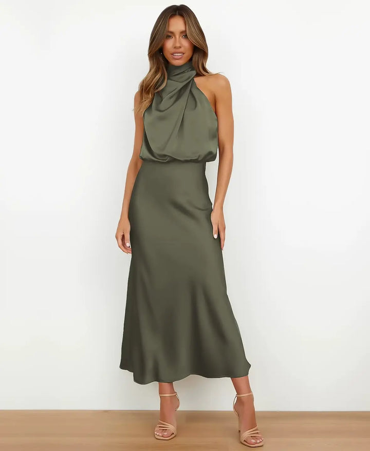 Nadine – Halter Neck Midi Dress | Olive Green / S | Toronty Ottawa
