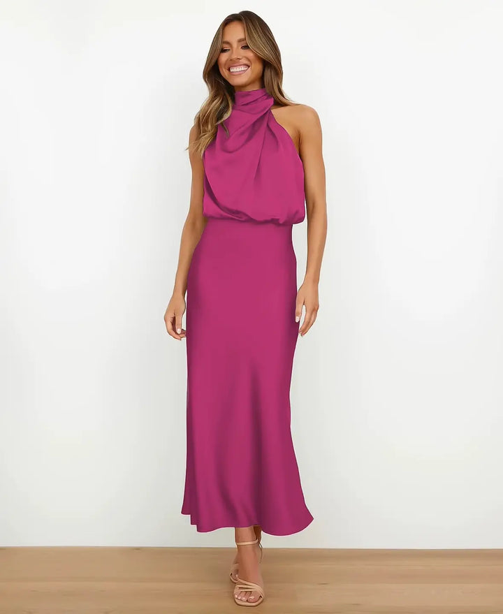 Nadine – Halter Neck Midi Dress | Apricot / S | Toronty Ottawa