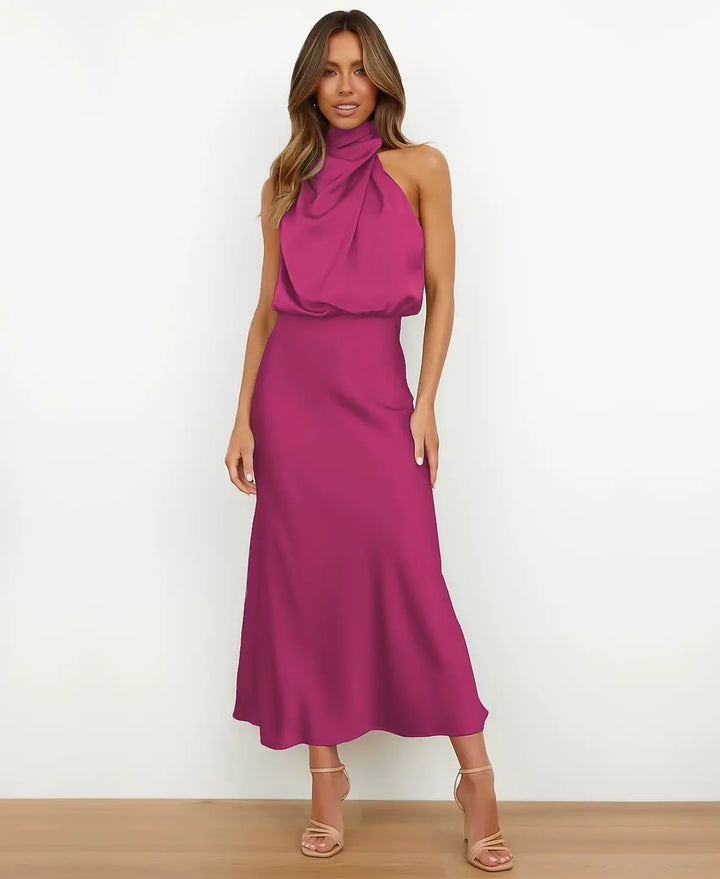 Nadine – Halter Neck Midi Dress | Pink / S | Toronty Ottawa