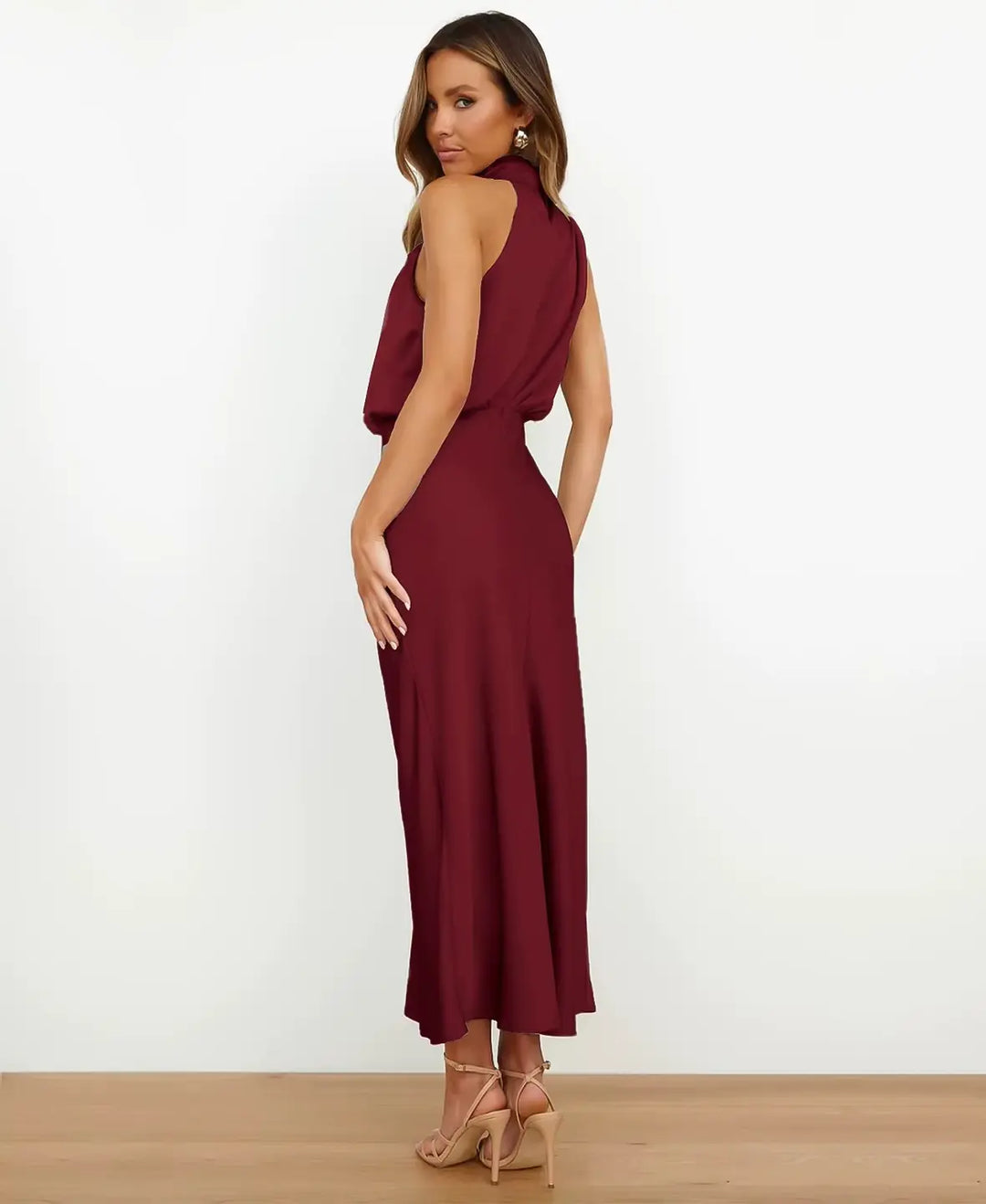 Nadine – Halter Neck Midi Dress | Apricot / S | Toronty Ottawa
