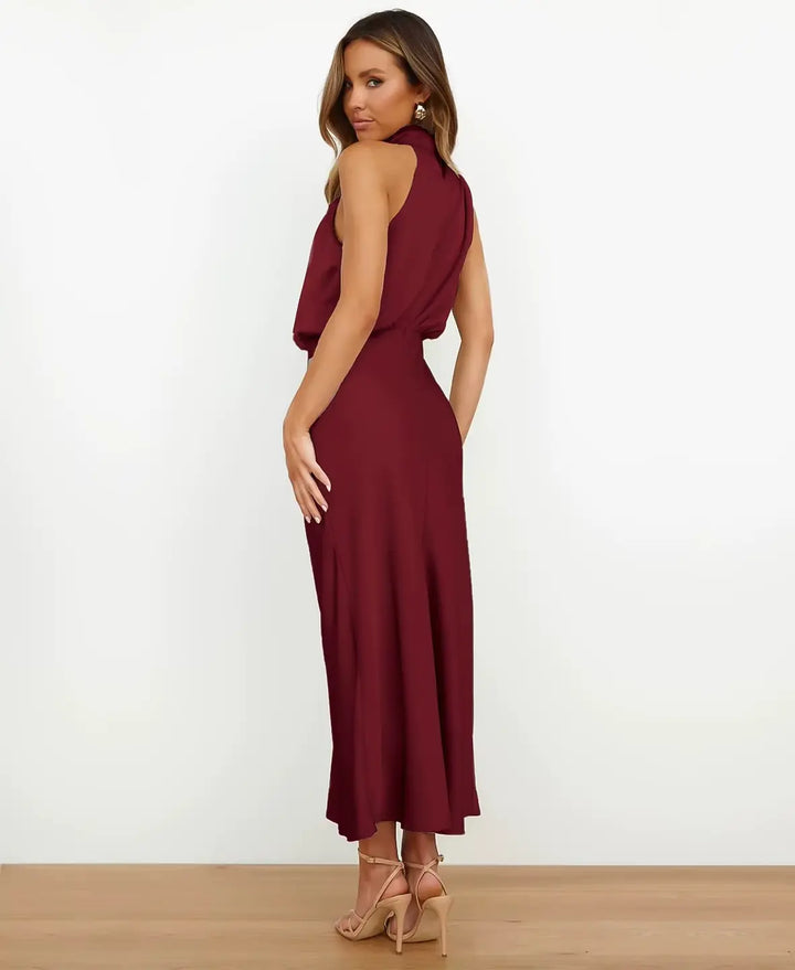Nadine – Halter Neck Midi Dress | Apricot / S | Toronty Ottawa