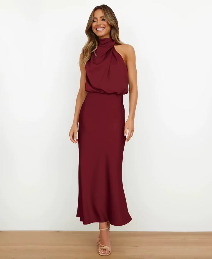 Nadine – Halter Neck Midi Dress | Burgundy / S | Toronty Ottawa