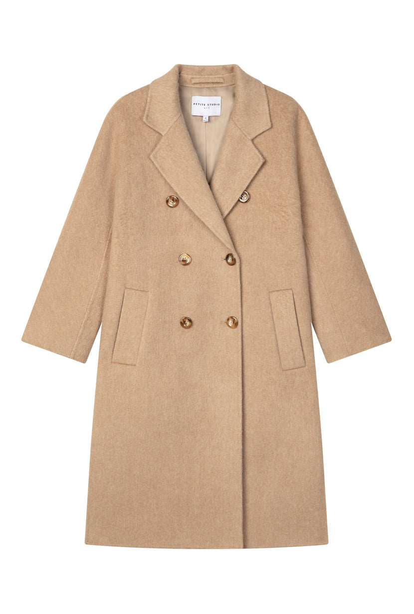 HarrietteLuxe™ Women’s Double-Face Wool Coat – Camel