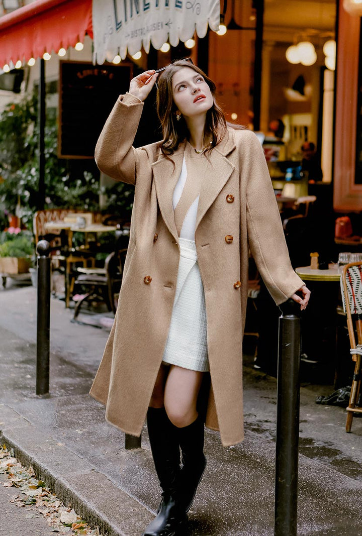 HarrietteLuxe™ Women’s Double-Face Wool Coat – Camel