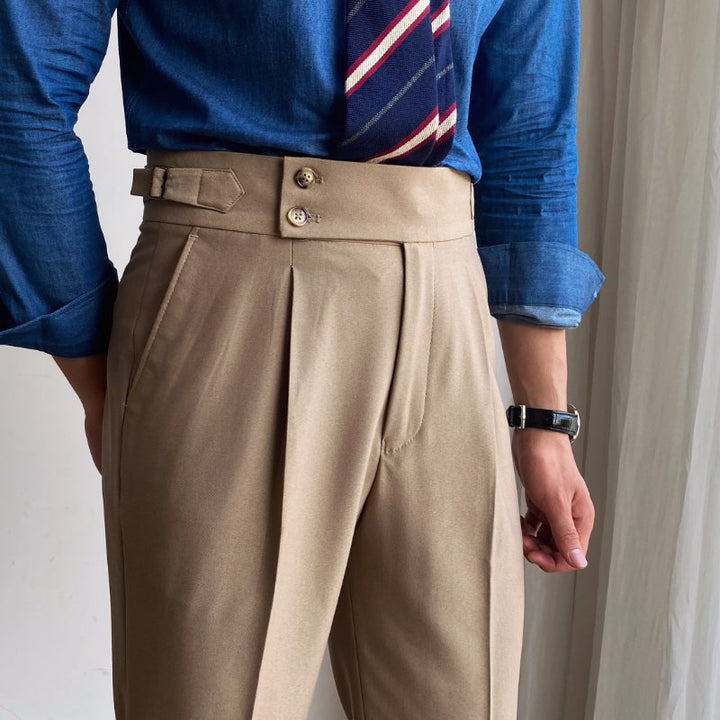 Ellingham™ | Men’s British High-Waist Slim Work Pants | Khaki / 29 | Toronty Ottawa