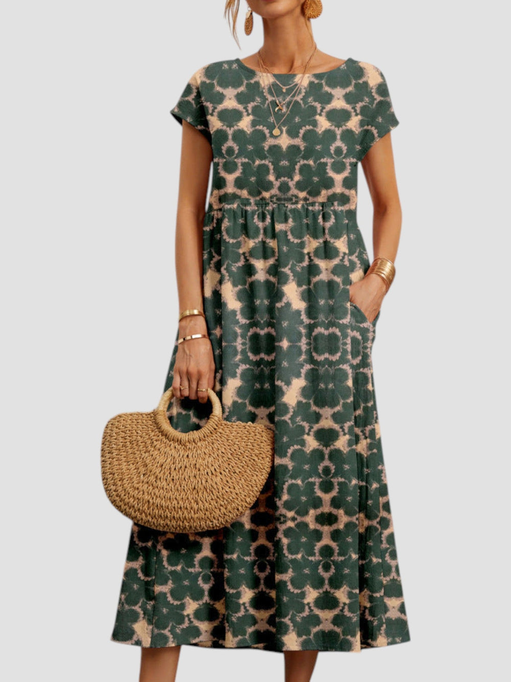 Rose – Floral Summer Dress | Green / S | Toronty Ottawa