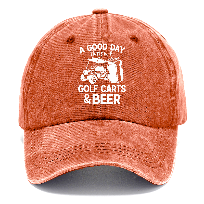 A Good Day Starts With Golf Carts And Beer Classic Cap | Terracotta Clay(Orange) | Toronty Ottawa