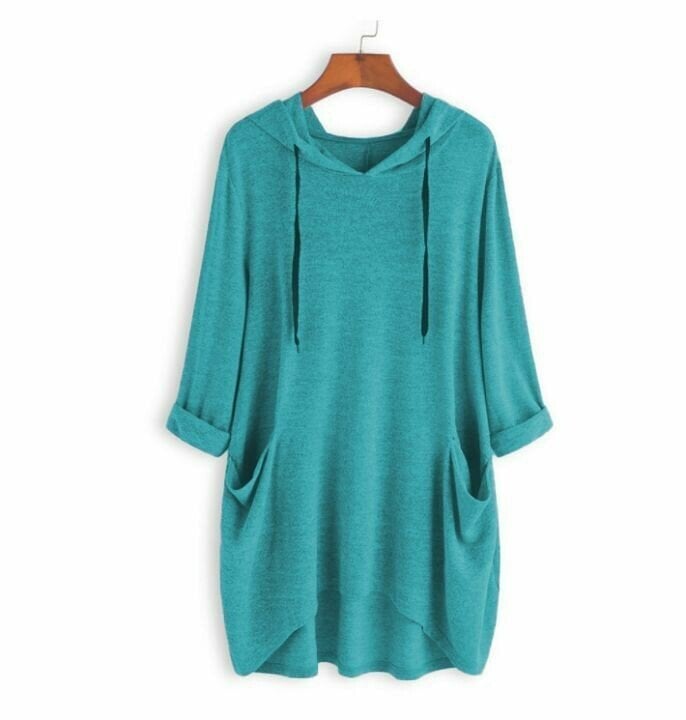 NIKA™ - OVERSIZED HOODED TUNIC | Cyan / UK 10 (S) | Toronty Ottawa