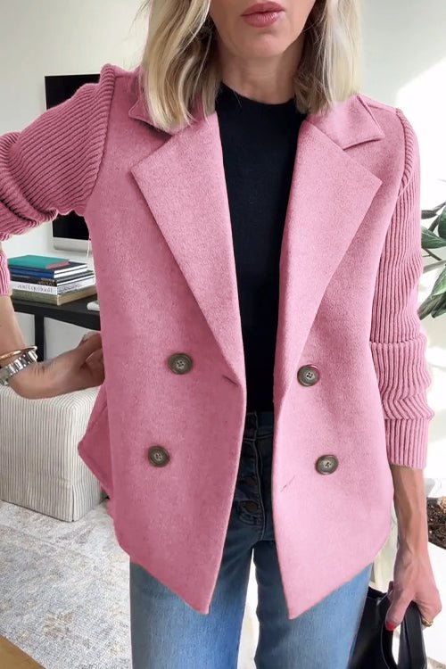 Amira - Elegant Knit-Sleeve Blazer