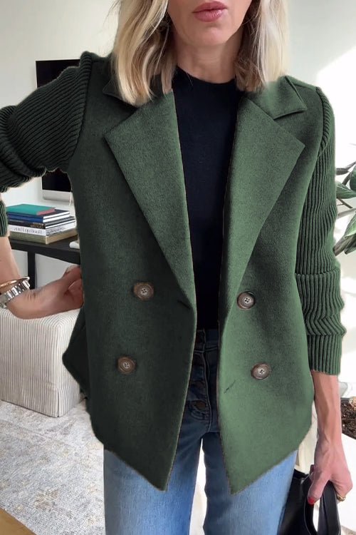 Amira - Elegant Knit-Sleeve Blazer
