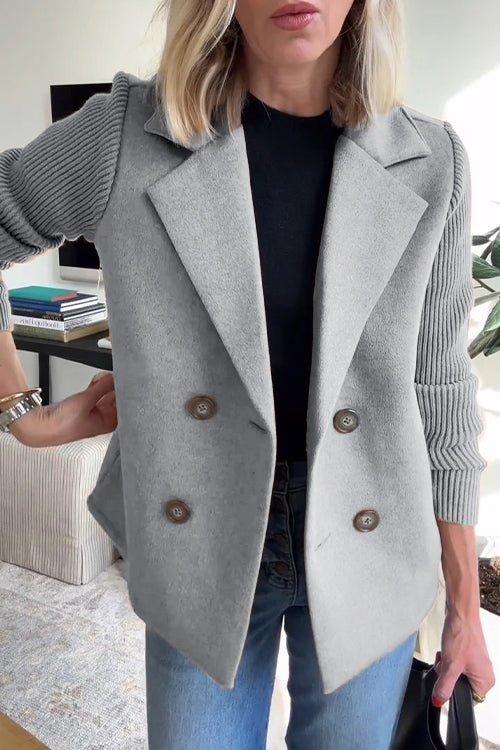 Amira - Elegant Knit-Sleeve Blazer