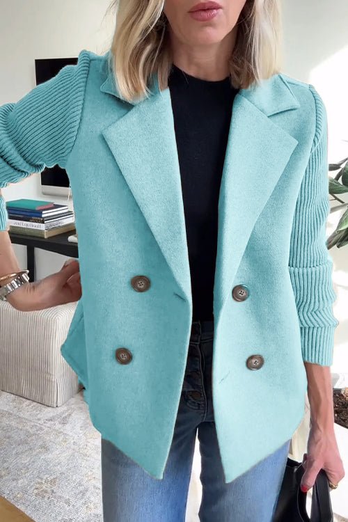 Amira - Elegant Knit-Sleeve Blazer