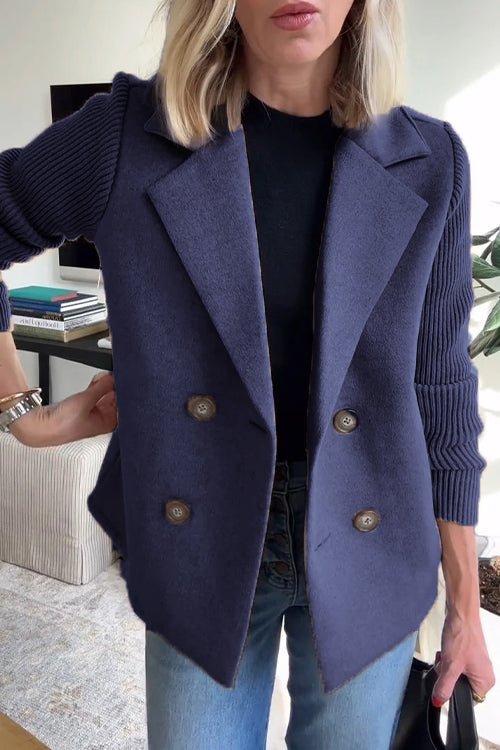 Amira - Elegant Knit-Sleeve Blazer