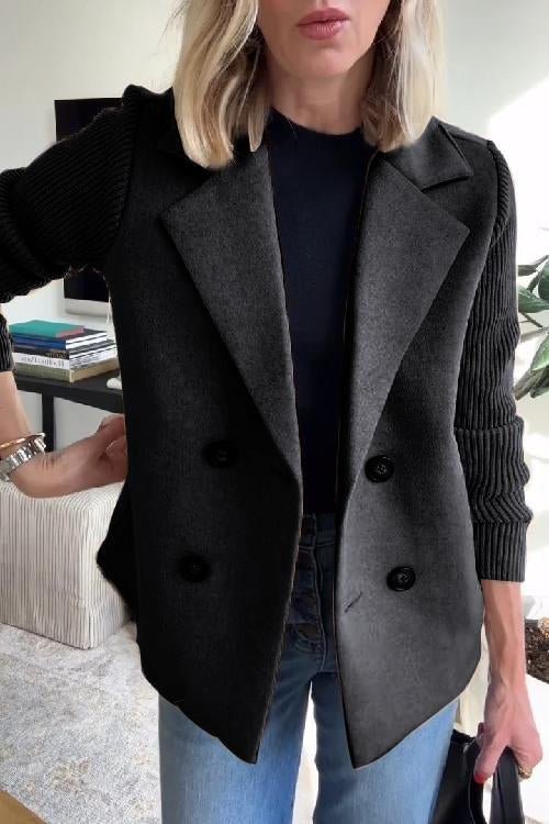Amira - Elegant Knit-Sleeve Blazer