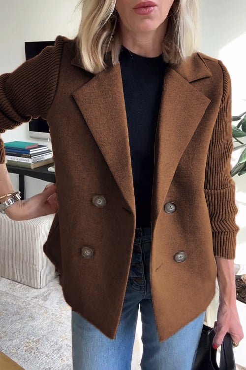 Amira - Elegant Knit-Sleeve Blazer