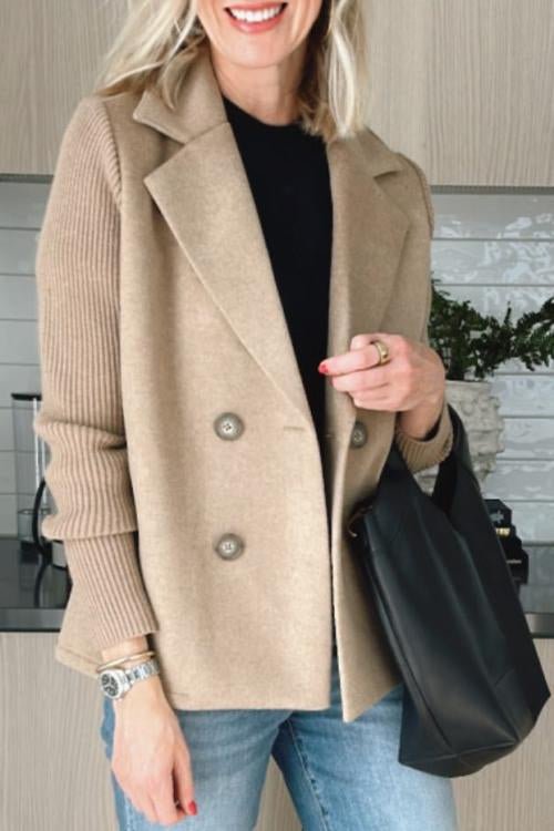 Amira - Elegant Knit-Sleeve Blazer