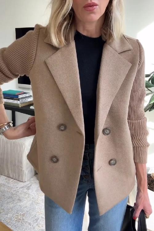 Amira - Elegant Knit-Sleeve Blazer