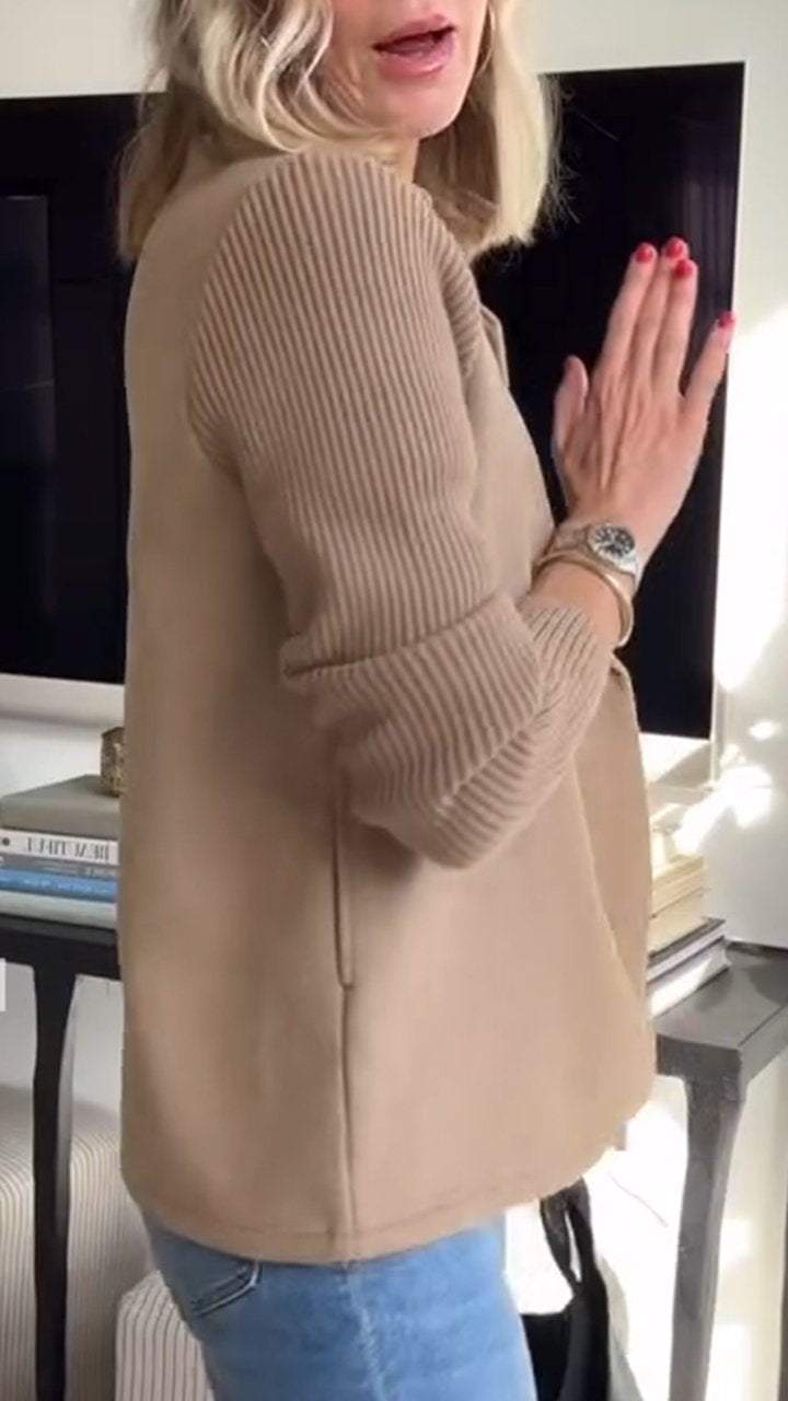 Amira - Elegant Knit-Sleeve Blazer