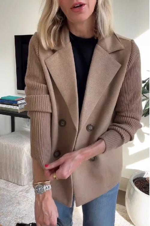 Amira - Elegant Knit-Sleeve Blazer