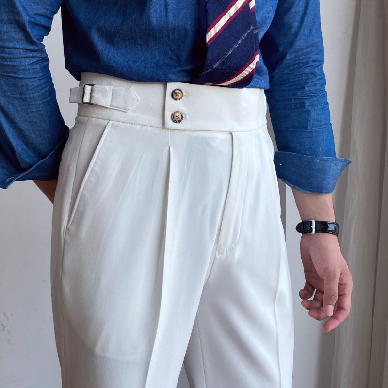 Ellingham™ | Men’s British High-Waist Slim Work Pants | White / 29 | Toronty Ottawa