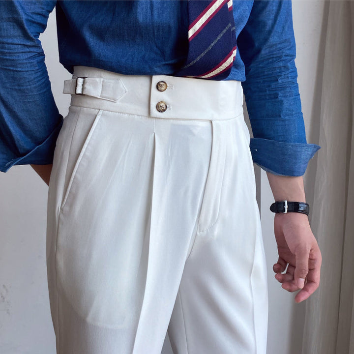 Ellingham™ | Men’s British High-Waist Slim Work Pants | White / 29 | Toronty Ottawa