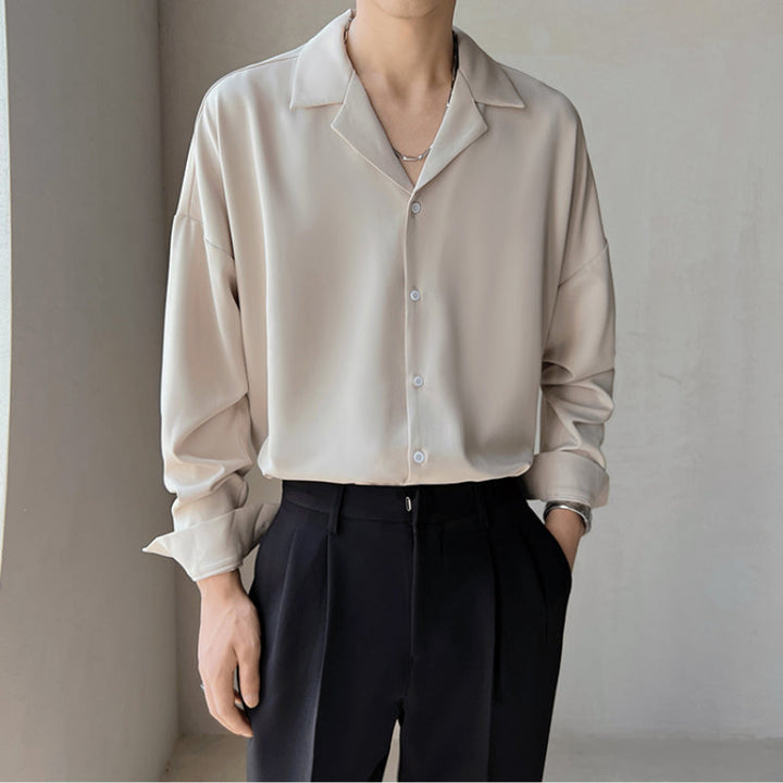 Beaumont™ | Men’s British Cuban Collar Relaxed Shirt | Apricot / S(US)/M(Japan) | Toronty Ottawa