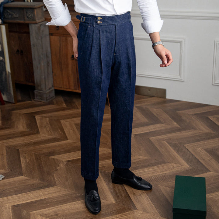 Stratford™ | Men’s Retro High-Waist Slim Denim Pants | Blue / 29 | Toronty Ottawa