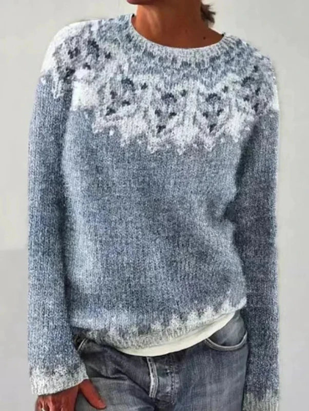 YASMINE™ - RETRO AUTUMN SWEATER | Light Blue / White / S | Toronty Ottawa