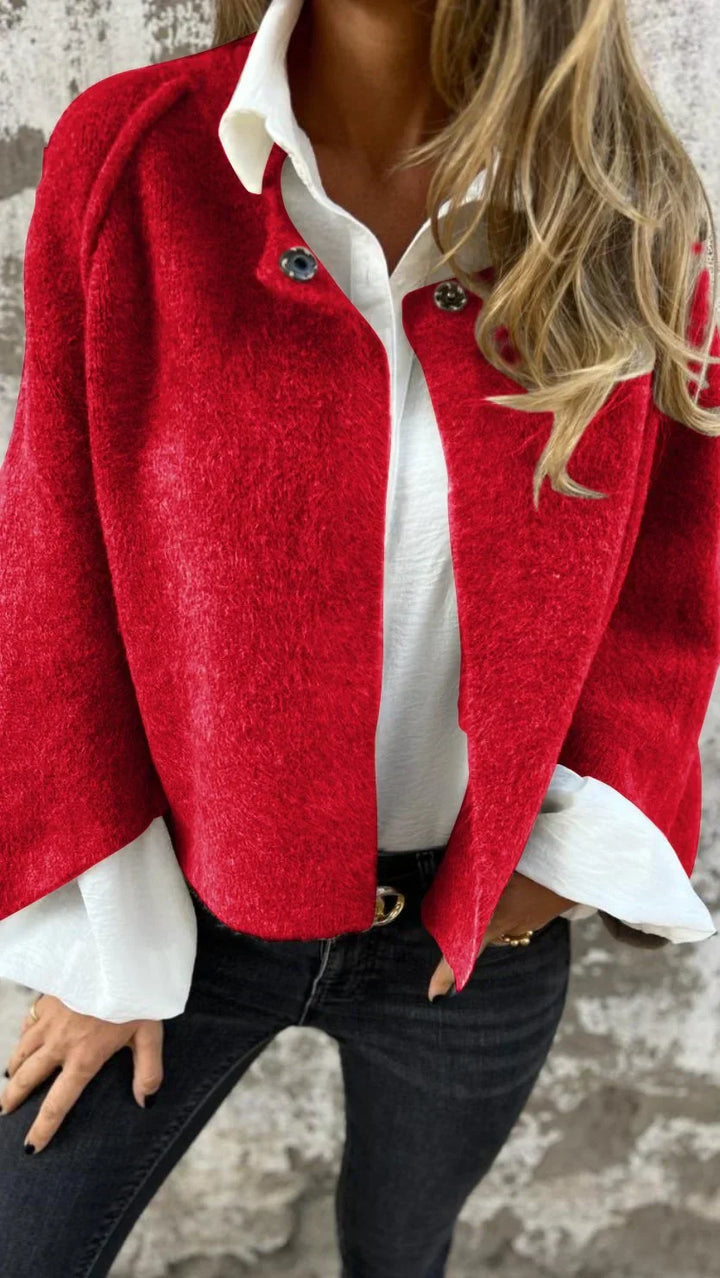 CELESTE™ - ELEGANT ROUND-NECK COAT | Red / S | Toronty Ottawa