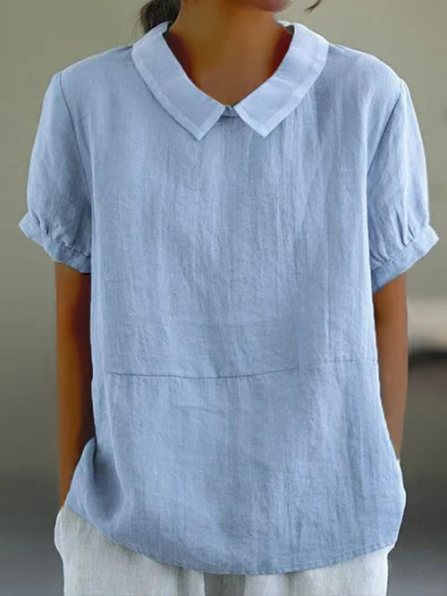 Sophie – Relaxed Collared Everyday Top | Blue / S | Toronty Ottawa