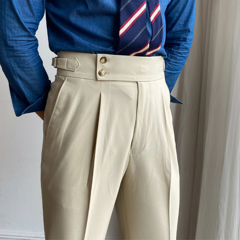 Ellingham™ | Men’s British High-Waist Slim Work Pants | Apricot / 29 | Toronty Ottawa