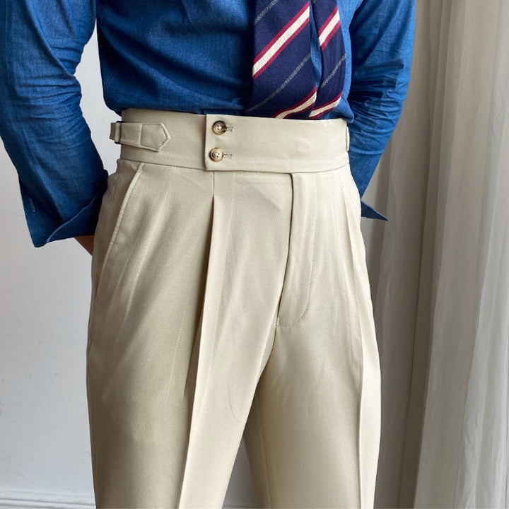 Ellingham™ | Men’s British High-Waist Slim Work Pants | Apricot / 29 | Toronty Ottawa