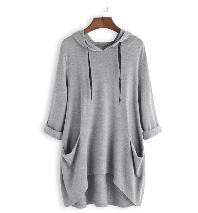 NIKA™ - OVERSIZED HOODED TUNIC | Grey / UK 10 (S) | Toronty Ottawa